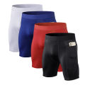 Men's Tight Stretch Fitness Shorts Zip Pocket PRO Stretch Sweat Dry Running Trousers Riding Trousers Running Trousers Beach Pant. 