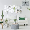 Silver Acrylic Mirror Hexagon 3d Wall Sticker Sets Decore Art Hexagonal Design Decoration For Home. 
