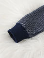 Boys' college style contrasting striped sweater zipper cardigan jacket suitable for school in spring, autumn, and winter. 