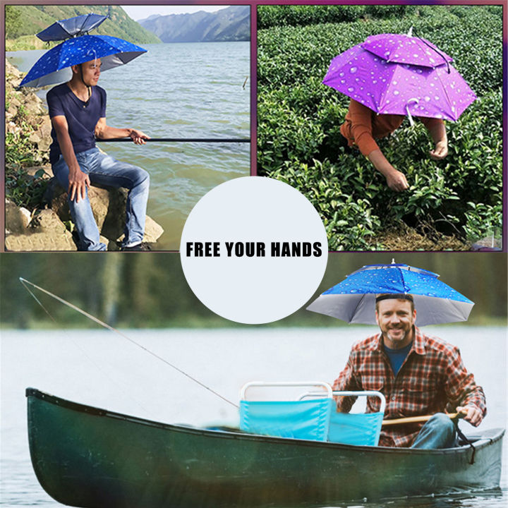 Rain%20Umbrella%20Hat%20Foldable%20Sun%20Shade%20Waterproof%20Fishing%20Headwear%20Cap%20Beach%20Head%20Hats%20Double-Layer%20UV%20Protection%20Sunscreen%20-%20Image%204