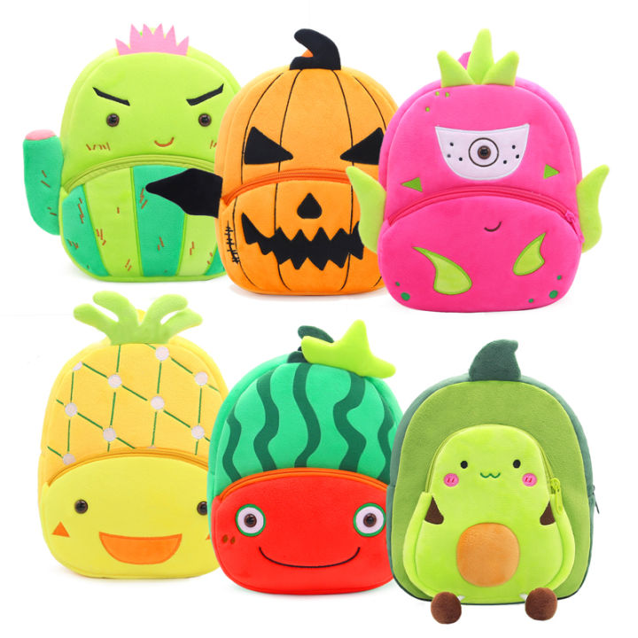 Cute cartoon fruit backpack childrens plush backpack boys and girls' casual mini backpack