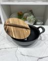 Seasoned Heavy Cast Iron Kadai Imported Quality 27 cm With Bamboo Lid. 