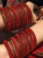 24 Pieces Indian velvet kacher bangles package for girls. 