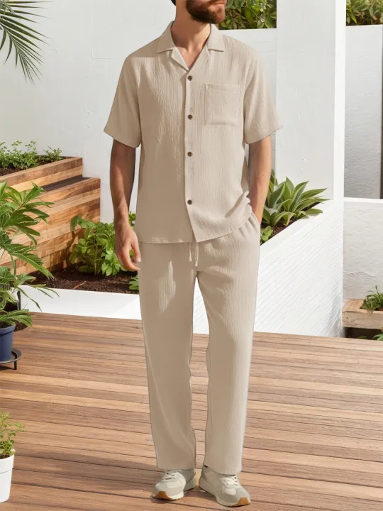 Men's%20Casual%20Two%20Piece%20Sets%20Solid%20Color%20Lapel%20Short%20Sleeve%20Tops%20and%20Long%20Pants%20Suits%20Spring%20Summer%20Fashionable%20Men%20Sets%20Clothing%20-%20Image%206