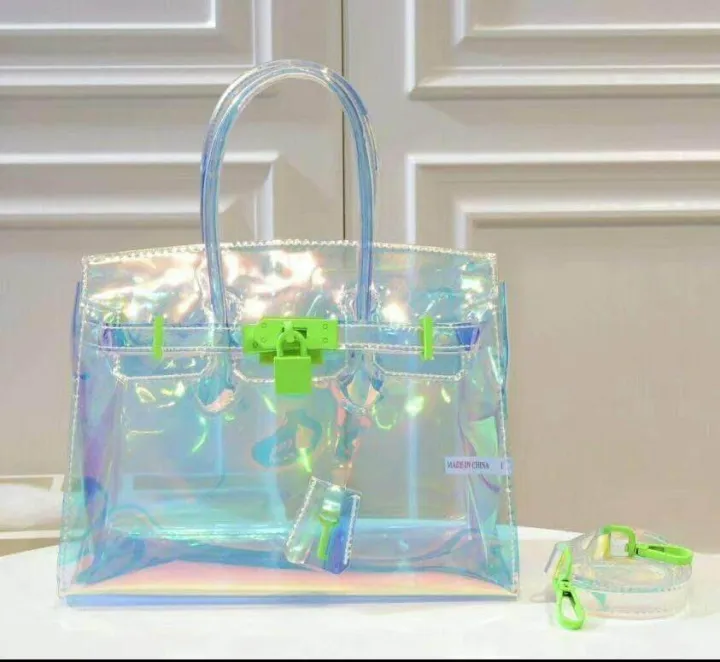 Hermes birkin Lock Holographic PVC Satchel Handbag | Daraz.pk