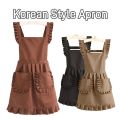 Lovely Cotton Lace Aprons Waterproof Cross Back Cooking Aprons Large Pockets Cute Art Painting Apron for Florist Shop. 