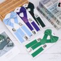 Kids Elastic Suspenders Bow Tie set Matching Tuxedo Suit Unisex Boy Girl Bowtie Wedding Costume Adjustable Y-Back Brace Belt.