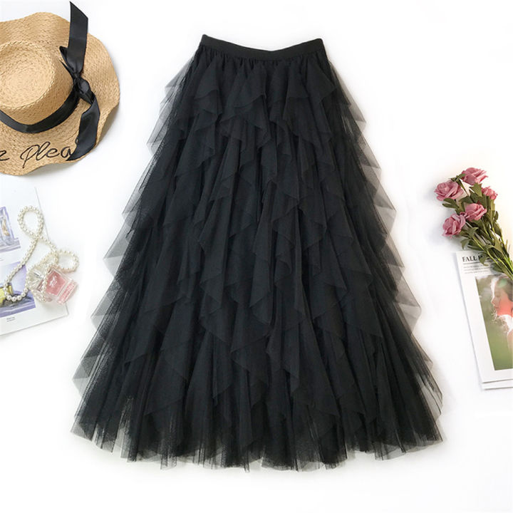 New%20Fashion%20Tutu%20Tulle%20Skirt%20Women%20Long%20Maxi%20Skirt%20Spring%20Summer%20Korean%20Black%20Pink%20High%20Waist%20Pleated%20Skirt%20Female%20-%20Image%205