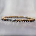 New 4mm Stone Bracelet Men Natural Volcanic Rock Tiger Eye Braslet Beaded Silver Color Hematite Elastic Braclet Pulsera Hombre. 