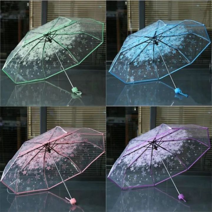 Flower%20Print%20Transparent%20Ladies%20Folding%20Umbrella%20-%20Image%203