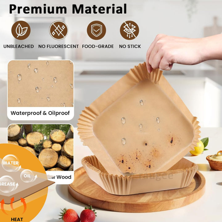 Air%20Fryer%20Liners%20Disposable%20100pcs%20Parchment%20Paper%20Square%20Liners%20Round%20Liners%20Free%20of%20Bleach%20Non-Stick%20Oil-proof%20and%20Waterproof%20-%20Image%203