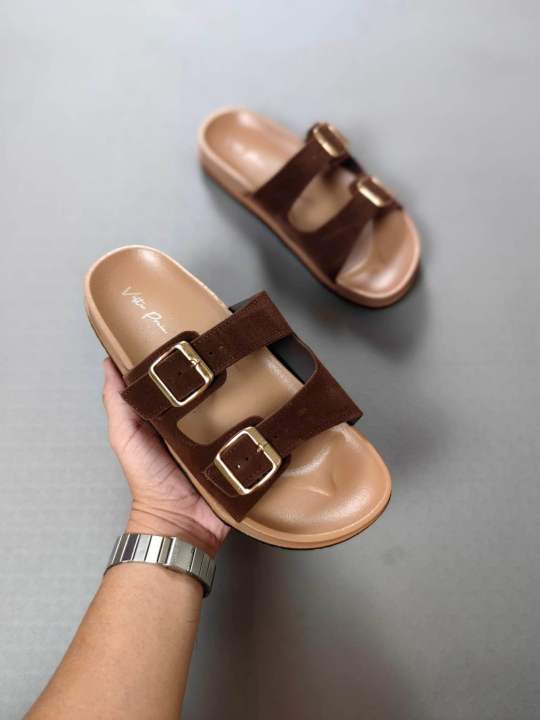 Buckle%20Slide%20Sandals%5D%20Double%20Strap%20Women's%20Summer%20Slide%20Sandals%20%7C%20Elegant%20Open%20Toe,%20Flat%20Sole,%20Synthetic%20Cover,%20TPR%20Outsole,%20Two%20Buckle%20Flat%20Sandals%20for%20Casual%20Outdoor%20Wear%20-%20Image%206