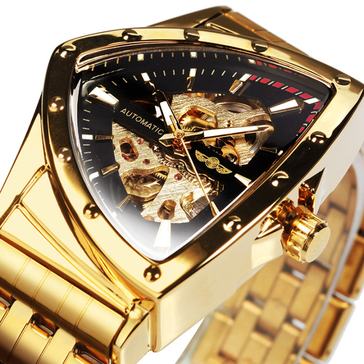 WINNER Military Triangle Skeleton Automatic Watch for Men Sports Luxury ...