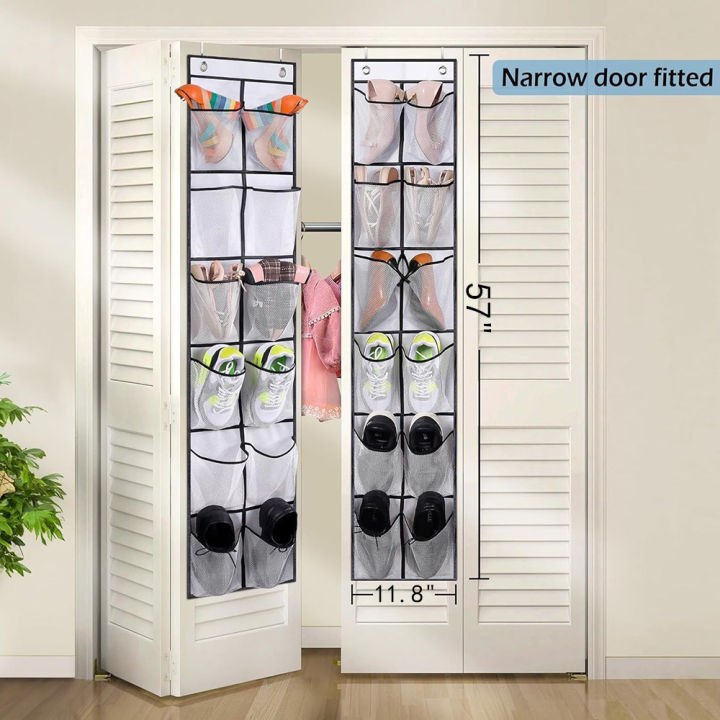 12%20Pockets%20Over%20the%20Door%20Shoe%20Organizer%20Large%20Mesh%20Pockets%20With%202%20Hooks%20Transparent%20Fabric%20Shoe%20Rack%20Storage%20Bag%20For%20Bedroom%20-%20Image%204