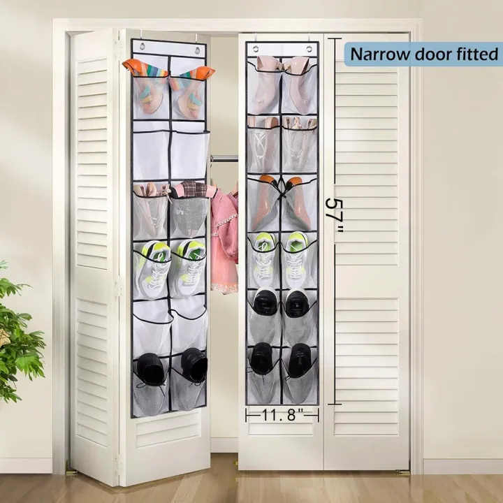 12%20Pockets%20Over%20the%20Door%20Shoe%20Organizer%20Large%20Mesh%20Pockets%20With%202%20Hooks%20Transparent%20Fabric%20Shoe%20Rack%20Storage%20Bag%20For%20Bedroom%20-%20Image%204