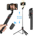 F15 Selfie Stick Tripod with Bluetooth Remote, 6-Section Extendable Pole, 360° Rotation, Fill Light Option, for Phone Vlog. 