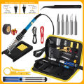 NEW Soldering Iron Kit Welding Tool (908-02:16-IN-1)(908-06:20-IN-1 With Digital Multimeter) 5 Extra Tips EU/US Plug 60W. 