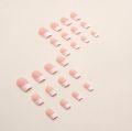 24pcs of fake nails with glue DIY Art design acrylic french nail girls nails pink peach transparent nails nakli nails. 