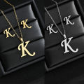 Fashion Stainless Steel Alphabet Initial Necklace 26 English Letter Earrings Necklace For Women Set Personalize Jewelry .