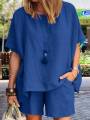 ZANZEA 2024 Summer Two Piece Women Tracksuit Causal Shorts Suits Short Sleeve Shirt Tops Loose Matching Set Oversized Outfits. 