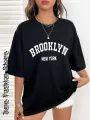 Summer Women Brooklyn New York T-Shirt Fashion Letter Printing Round Neck Clothing Female Vintage Tops Tees Casual Streetwear. 