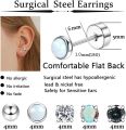 Hypoallergenic 18G Stainless Steel Stud Hoop Earrings Set for Women Men CZ Flat Back Earrings Cartilage Earrings Hoop Stud. 