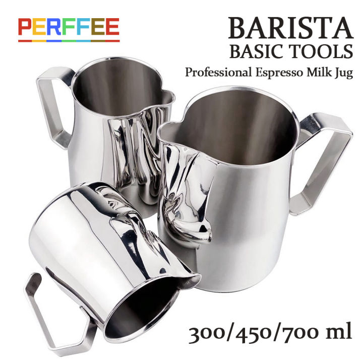 Coffee Milk Jug Easy Pour Spout Espresso Milk Cup Stainless Steel Europa Professional Milk Pitcher Steaming Jug 300/450/700ml