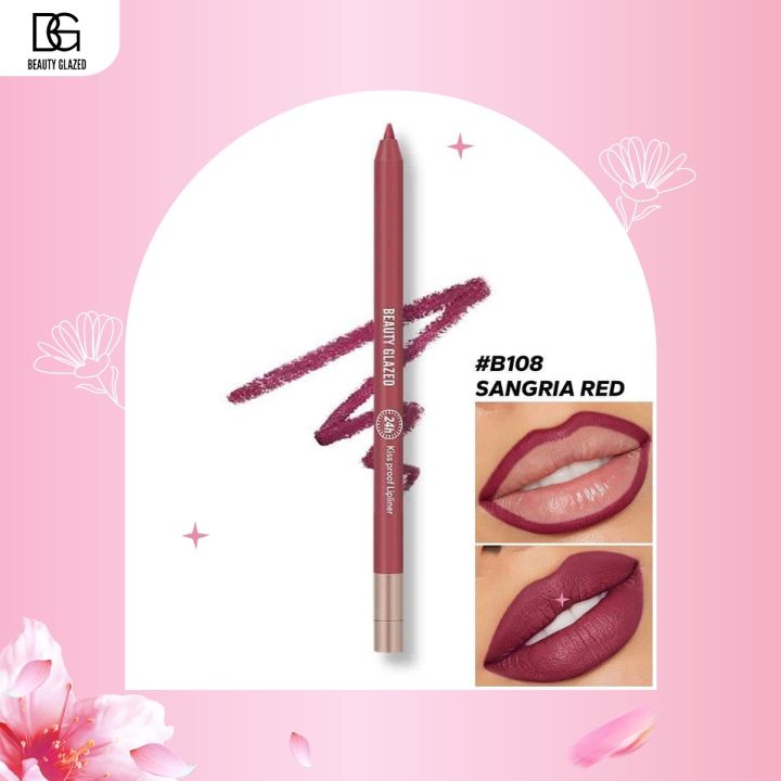 BEAUTY GLAZED WATERPROOF & LONG LASTING LIP LINER-#B108 SANGRIA RED