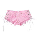 616#New American retro  low waist ultra short women's jeans, denim shorts, bar performance clothing, hot pants. 