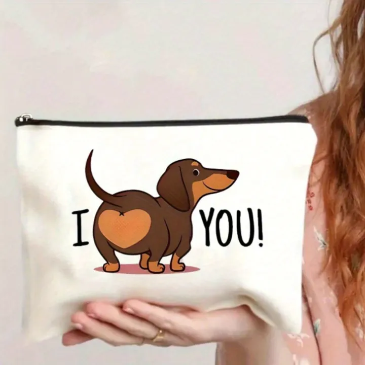 Funny%20Dachshund%20Butt%20Makeup%20Bag%20-%20Cute%20Brown%20Puppy%20with%20'I%20YOU!'%20Heart,%20Mini%20Zip-Free%20Purse%20for%20Women,%20S,%20Teachers%20-%20Image%203