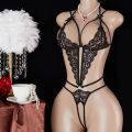 Black Crotchless Teddy Doll Sexy Lingerie Women Exotic Temptation Bodysuit Sex Underwear Open Bra Lace Backless Erotic Costumes. 