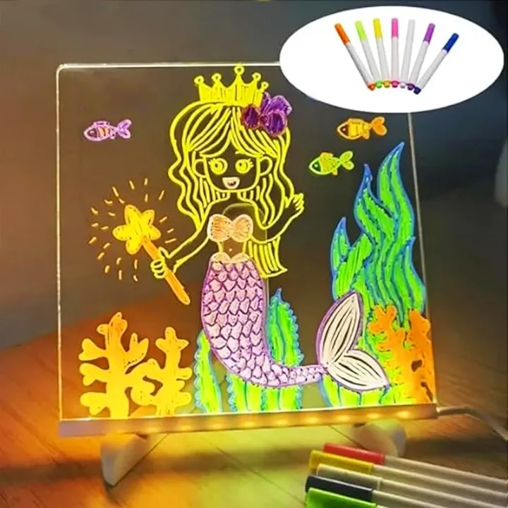 LED%20Note%20Board%20With%20Night%20Light%20Colorful%207%20Pens%20DIY%20Acrylic%20Message%20Board%20Children%E2%80%98s%20Drawing%20Board%20For%20Kids%20Birthday%20%20-%20Image%204