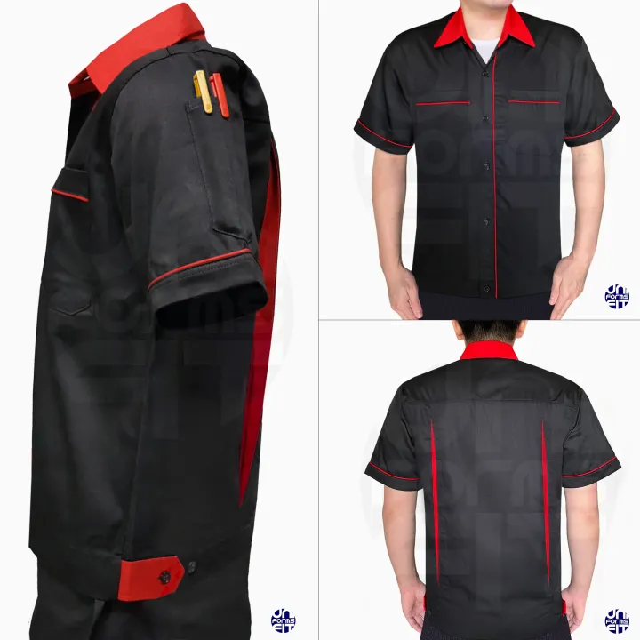 Mechanic's%20shirt,%20short-sleeved%20shop,%20black%20background,%20color,%20standard%20fabric,%20durable%20texture%20-%20Image%209