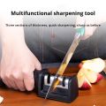 1Pc Black Kitchen Three Segment Knife Sharpener Household Multi Functional Hand Held Three Purpose Sharpening Stone Kitchen Tool. 