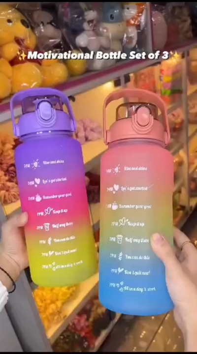 3‑in‑1 Motivational Water Bottle Set (3‑Pack) – Time‑Marker Sport ...