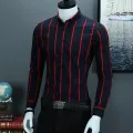 M-5XL Men's Casual Shirts with Classic Black and White Striped Design Plus Sizes Long Sleeve Shirts for Casual Social Settings. 