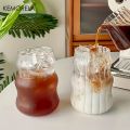 2/4/6PCS INS Glass Cup Heat-resistant Tumbler Drinkware Transparent Tea Juice Milk Coffee Mug Home Water Glasses Stripe Beer Mug. 