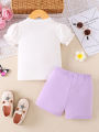 Children Eden 0-3yrs old newborn baby girl leopard bowknot ruffle short sleeve t-shirt purple shorts summer clothing sets for in.