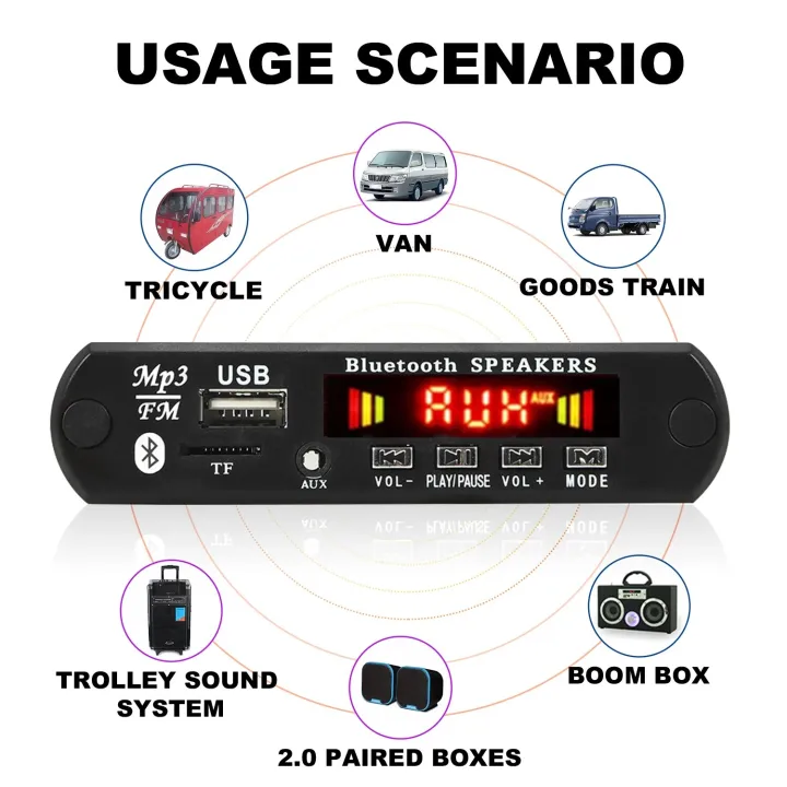 12V%20Bluetooth%205.0%20MP3%20Player%20Wireless%20Decoder%20Board%20Folder%20Switching%20USB%20TF%20FM%20Radio%20Call%20Module%20Car%20Kit%20For%20Speaker%20-%20Image%204