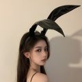 1PC Halloween Bunny Girl Patent Leather Rabbit Ears Headband, Black Bunny Ear Hair Hoop For Cosplay.