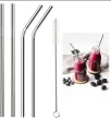 5Pcs Straws Stainless Steel Metal Reusable Drinking Straws with Cleaner Brush For Kids. 