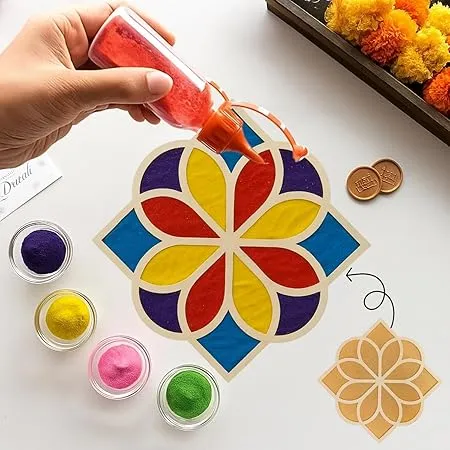 Beautiful Rangoli Making Sand colored Powders /Set of 10 Different ...