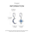 925 Sterling Silver Moon Star Earrings For Women Minimalist Cute Dangle Earrings Bohemian Daily Wear Jewelry. 