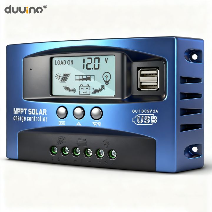 Solar MPPT 100A 60A 50A 40A 30A Charge Controller Dual USB LCD Display ...