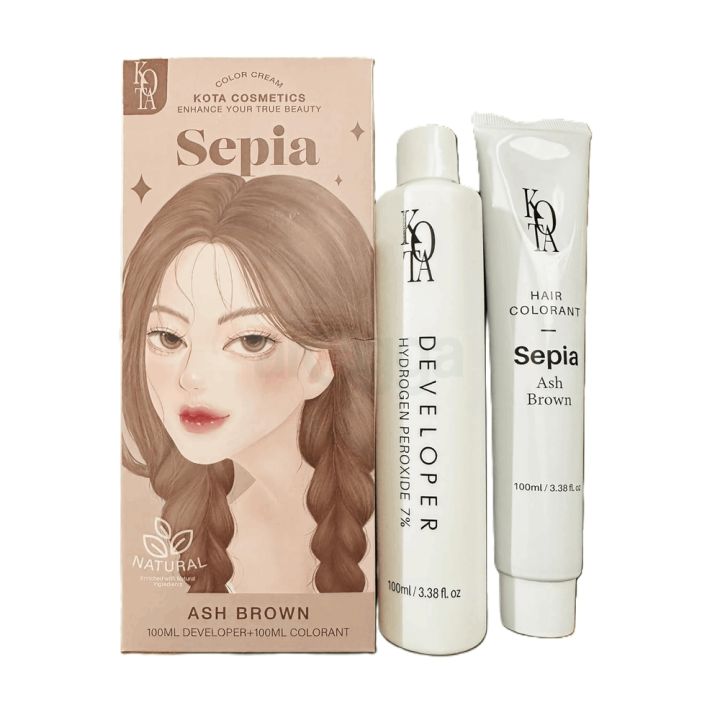 Kota%20Cosmetics%20Hair%20Color%20Cream%20Sepia%20-%20Ash%20Brown%20-%20Image%202