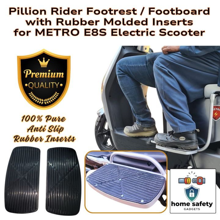2 x Non Slip Rubber-Inserted Floorboard / Footpeg / Footrest / Footboard for Pillion Rider / Rear Passenger / Ladies for METRO Yadea Electric Motorbike / E-Scooters - E8S PRO / E8S 200