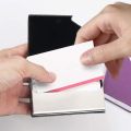 Metal Business Card Holder - Waterproof PU Leather Stainless Steel Card Case for Men and Women. 
