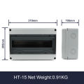IP65 Waterproof Distribution Box HT-5/8/12/15/18/24 Way ABS Plastic Material Transparent Visual Window Wall-mounted Outdoor Use. 