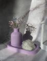 set of 3 (1 mini flowers vase +1 ovel tray +1 poney rose flower candle). 