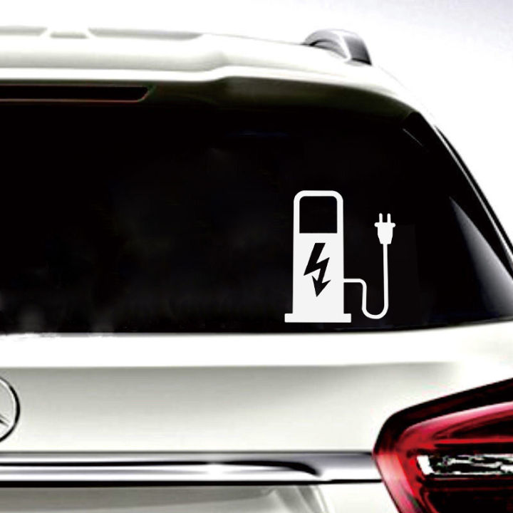 12 X 10 Cm EV Electric Vehicle Car Sticker – Black And White Decorative ...